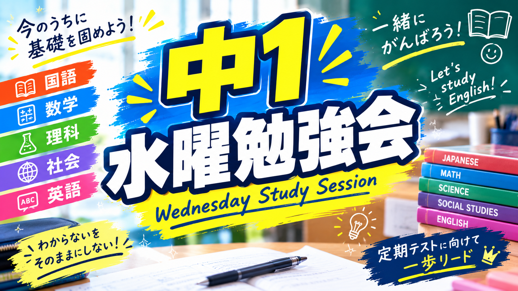 ★所沢西口校【中１水曜勉強会のご案内】