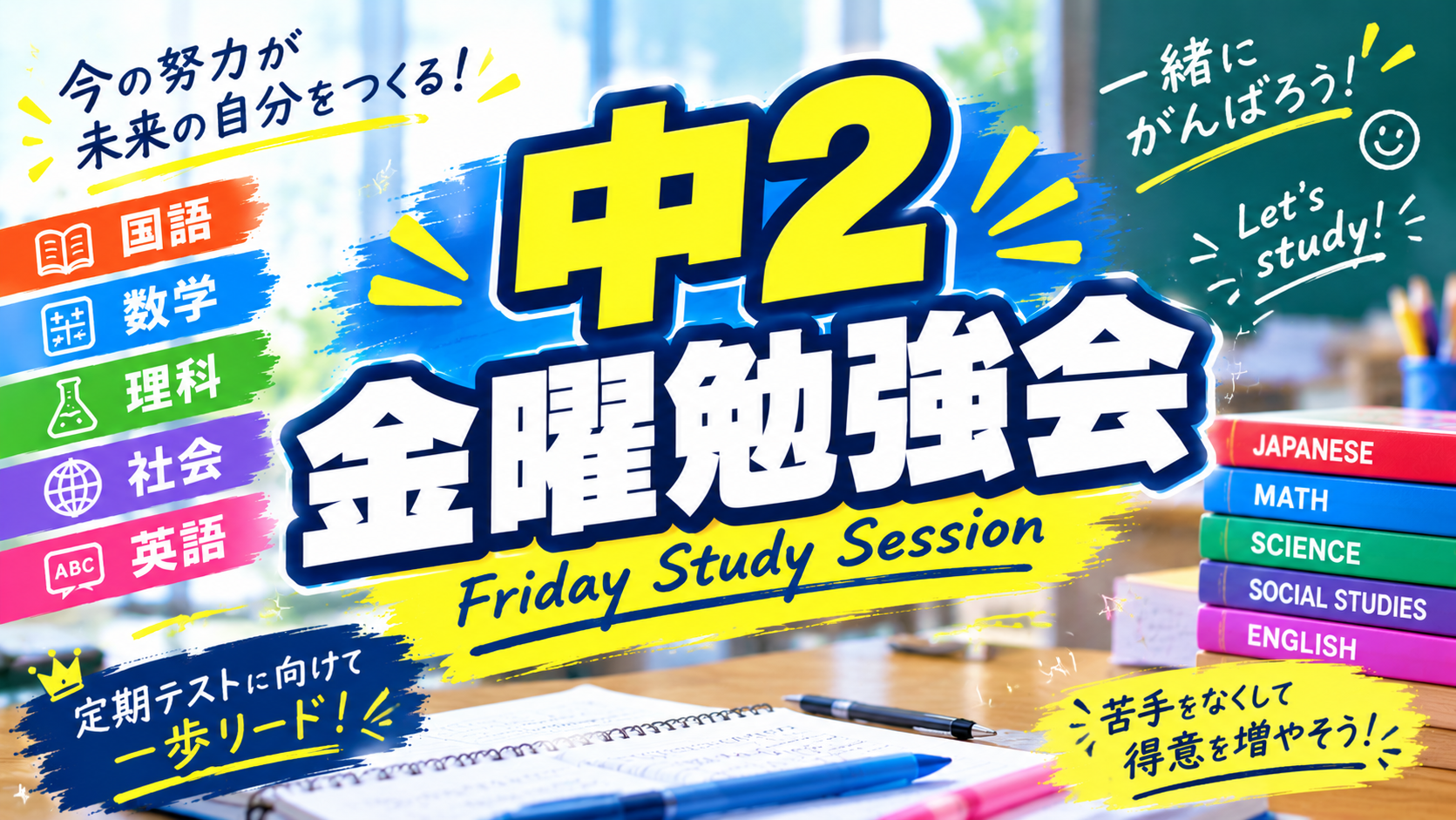 ★所沢西口校【中２金曜勉強会のご案内】